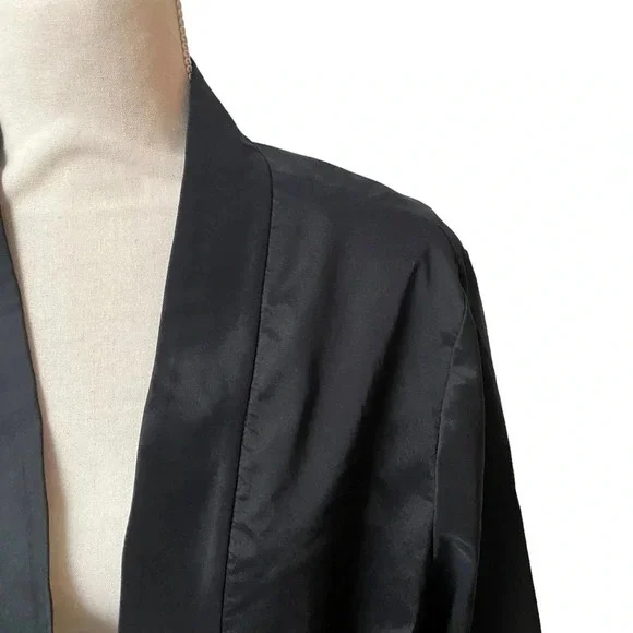 Vintage Niteline Black Open Front Bolero Jacket Cropped Formal Layering Large - Picture 2 of 13